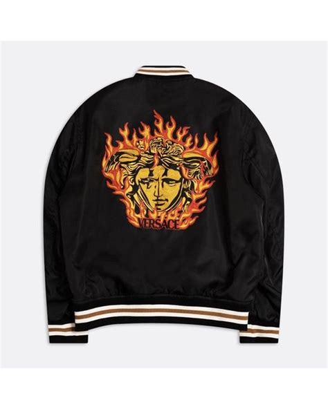 versace black medusa bomber jacket|Medusa Flame Nylon Bomber Jacket .